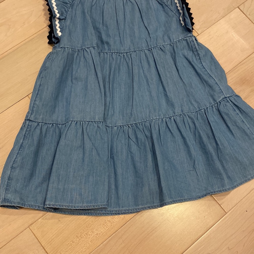 Crewcuts girls soft cotton ruffle sleeve blue denim dress 4 - Picture 9 of 11
